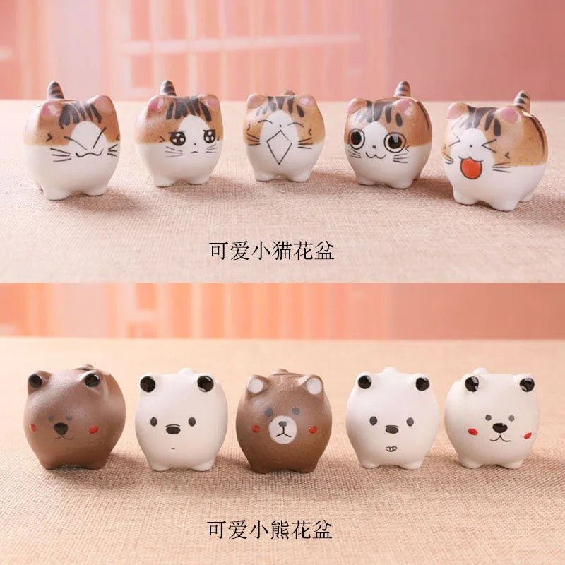 Ceramic Flower Pot Cute Cat Succulent Plant Pots Vase Simulation Cartoon Animal Pots Planters for Indoor Plants Home Decoration