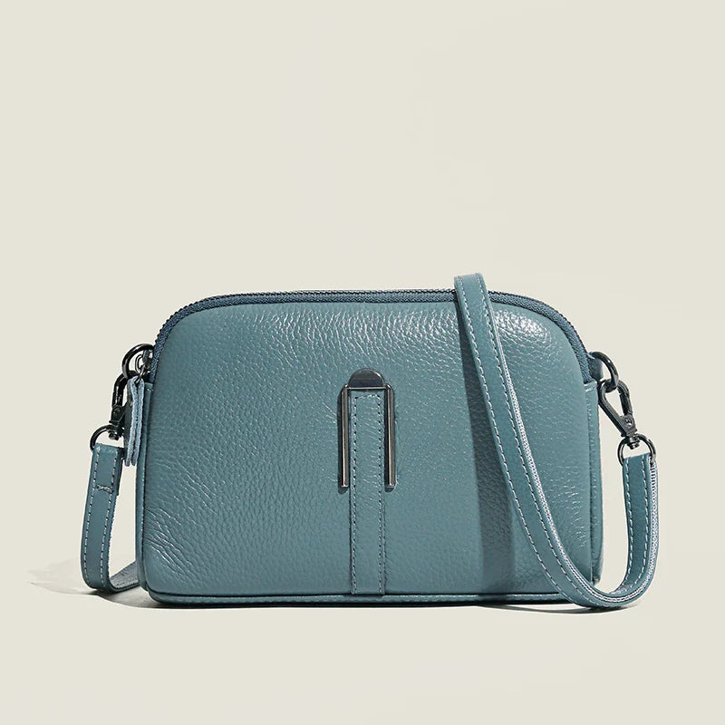 Luxury Genuine Leather Women's Crossbody Bag | Solid Color Shoulder Messenger & Clutch Phone Bag (Soft Cowhide, Sequined)