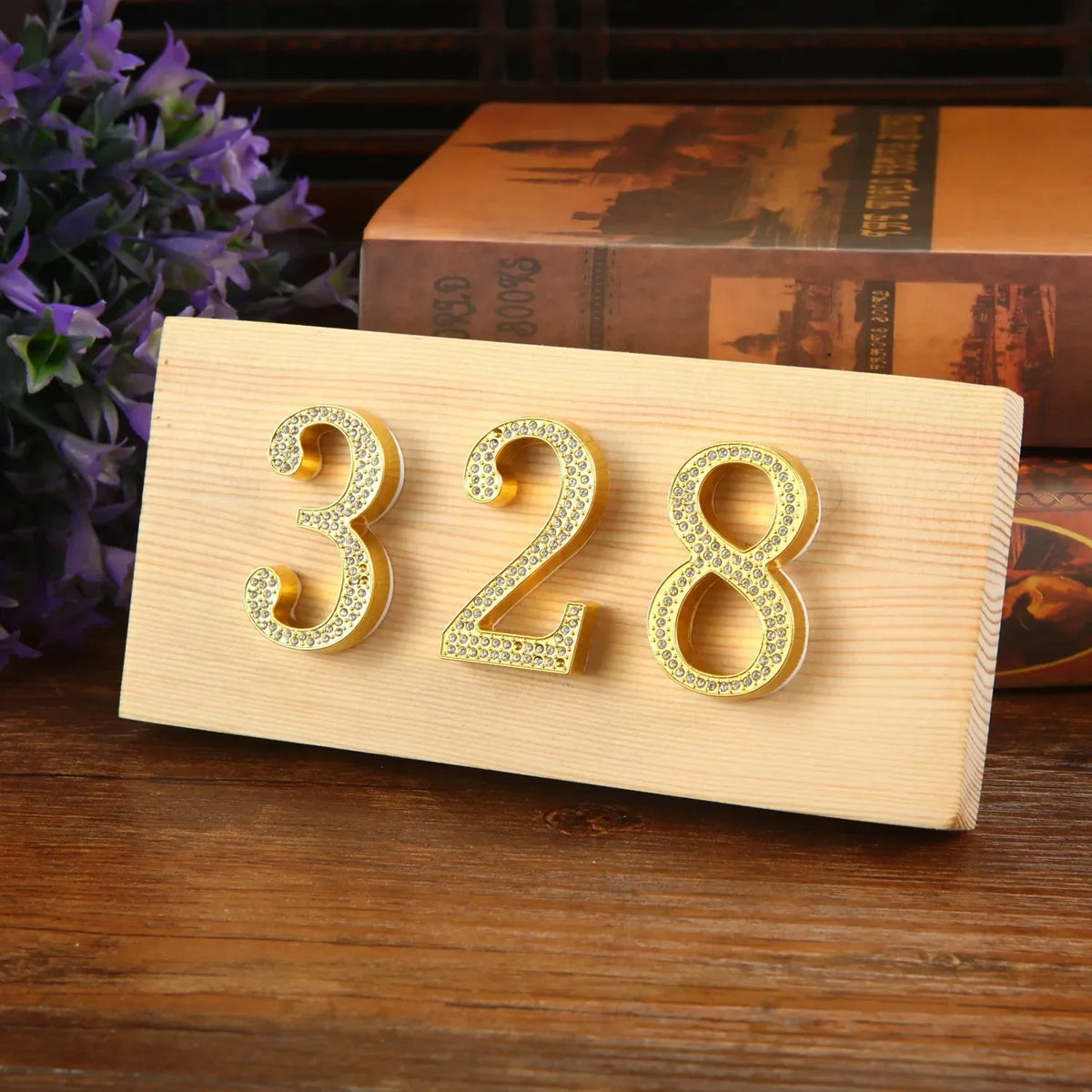 1PCS Metal House Number with Imitation Diamond Self-Adhesive Door Numbers for Apartment Hotel Home Mail Box Label Outddoor #0-9