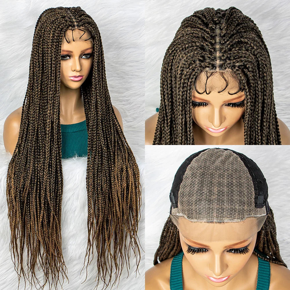 Goddess Box Braids Lace Front Wig | Transparent Full Lace Synthetic Braided Wig