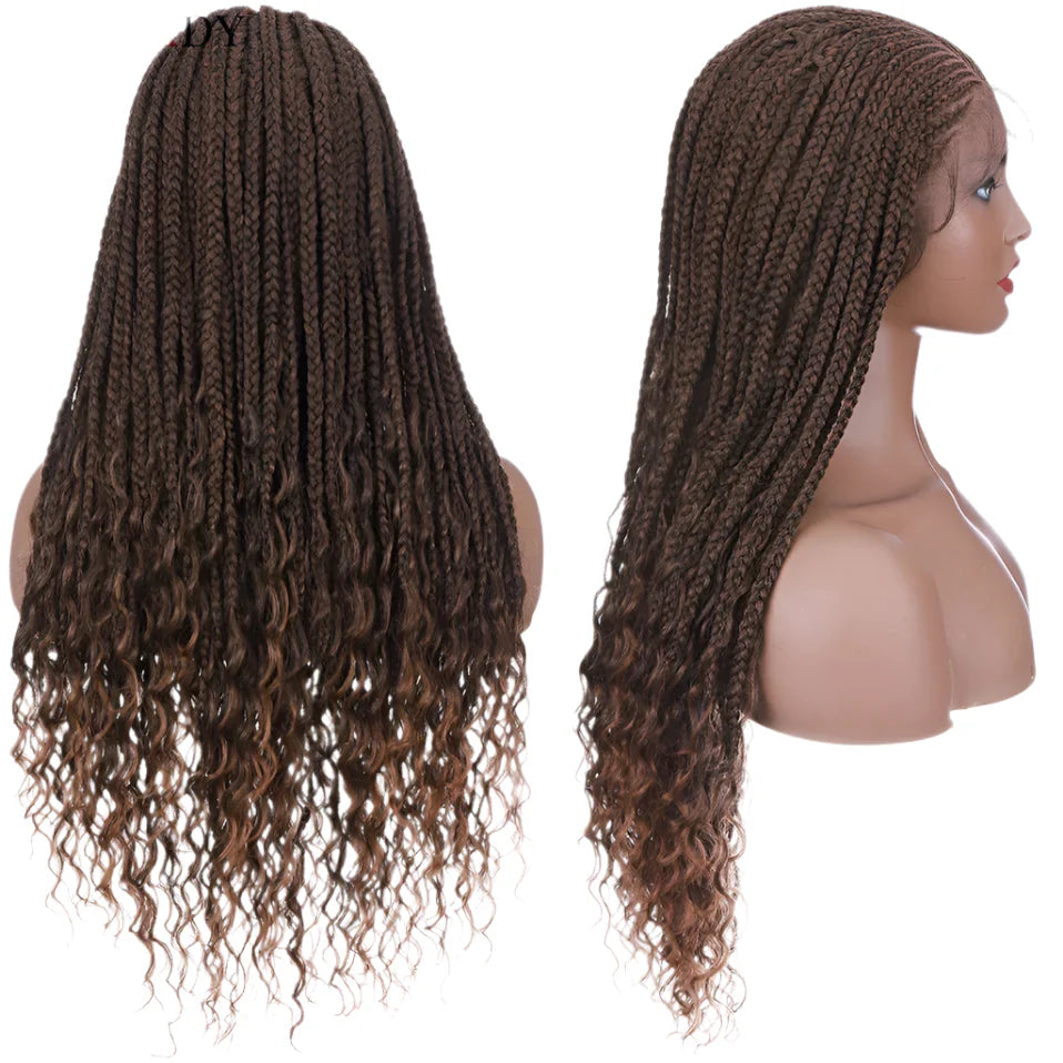 My-Lady Synthetic Braided Wig | 28" Cornrow Braids | Lace Front Wig | Long Curly Ends | Black Women