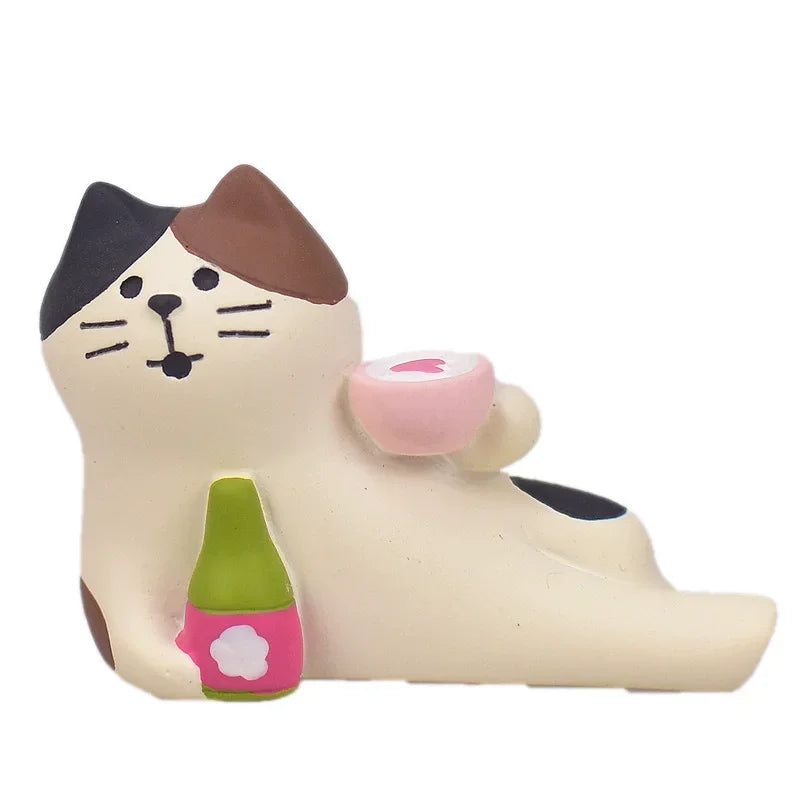 Cute Cat Ornament Admiring Flowers Scene ZAKKA Cherry Blossom INS Trendy Toy DIY Resin Handicraft Ornament