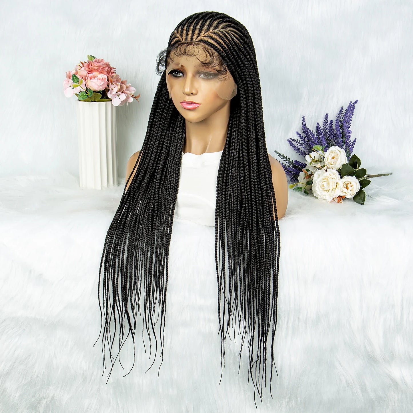 Fulani Cornrow Box Braids Wig | Full Lace | Baby Hair | Black Women