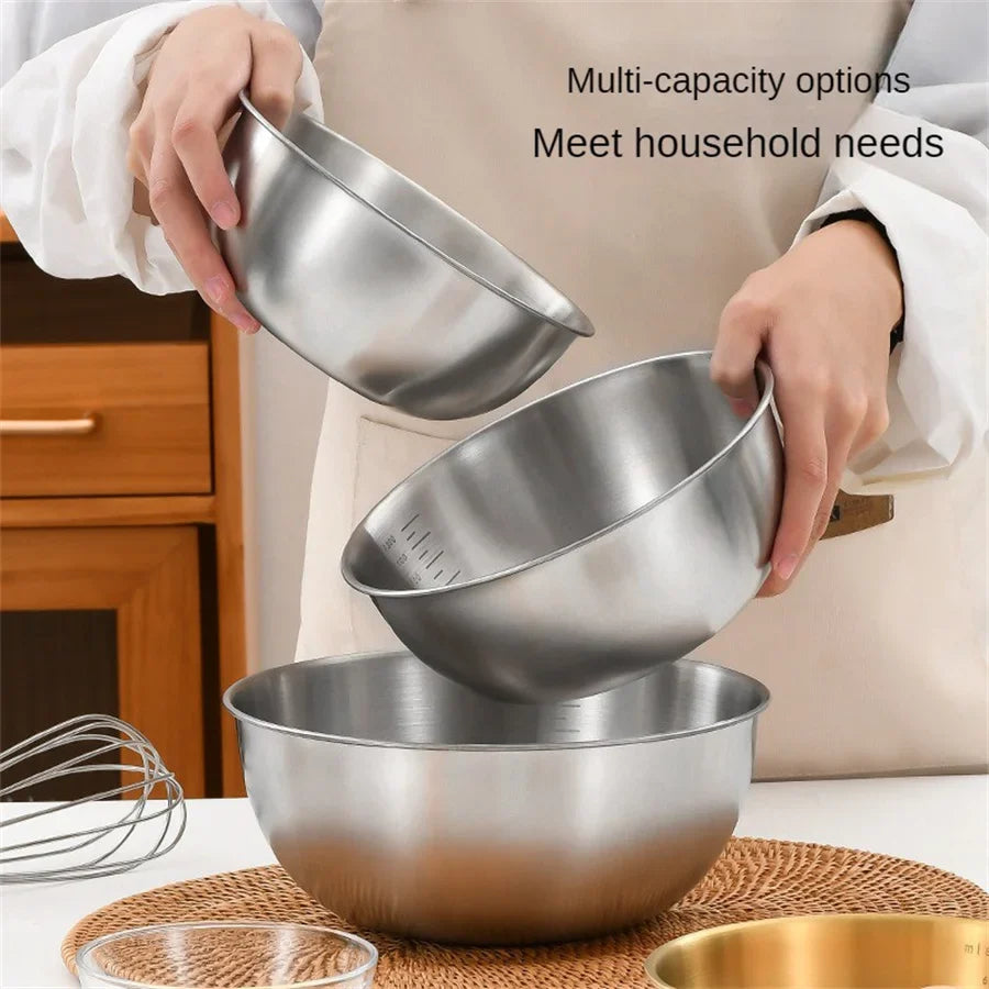 Stainless Steel Gold And Silver Salad Bowl Rice Noodles Lamian Noodles Bowl Kitchen Tableware Food Container