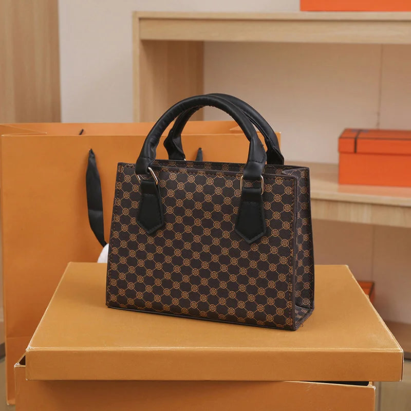 Fashion Square Small Top-Handle Bags | Casual Tote PU Leather Plaid Crossbody Shoulder Bag (Women's Handbags for Daily Use & Gift