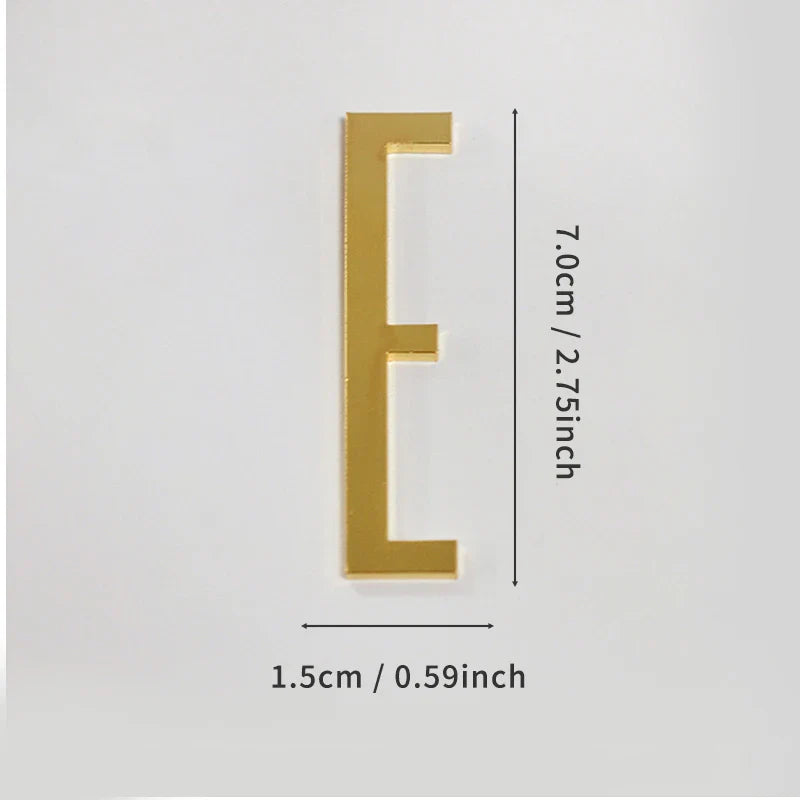 Golden Self Adhesive House Number Metal English Alphabet Letters for Apartment Room Door Plate Table Mailbox Number Stickers 7cm