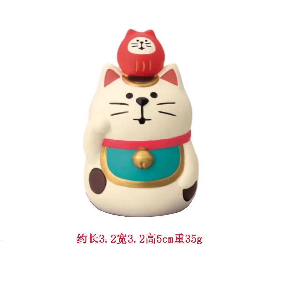 Japanese Style ZAKKA Cat Crafts Small Ornaments for Chinese New Year Snake Year Trend Bonsai Food and Decorative Resin Figurines