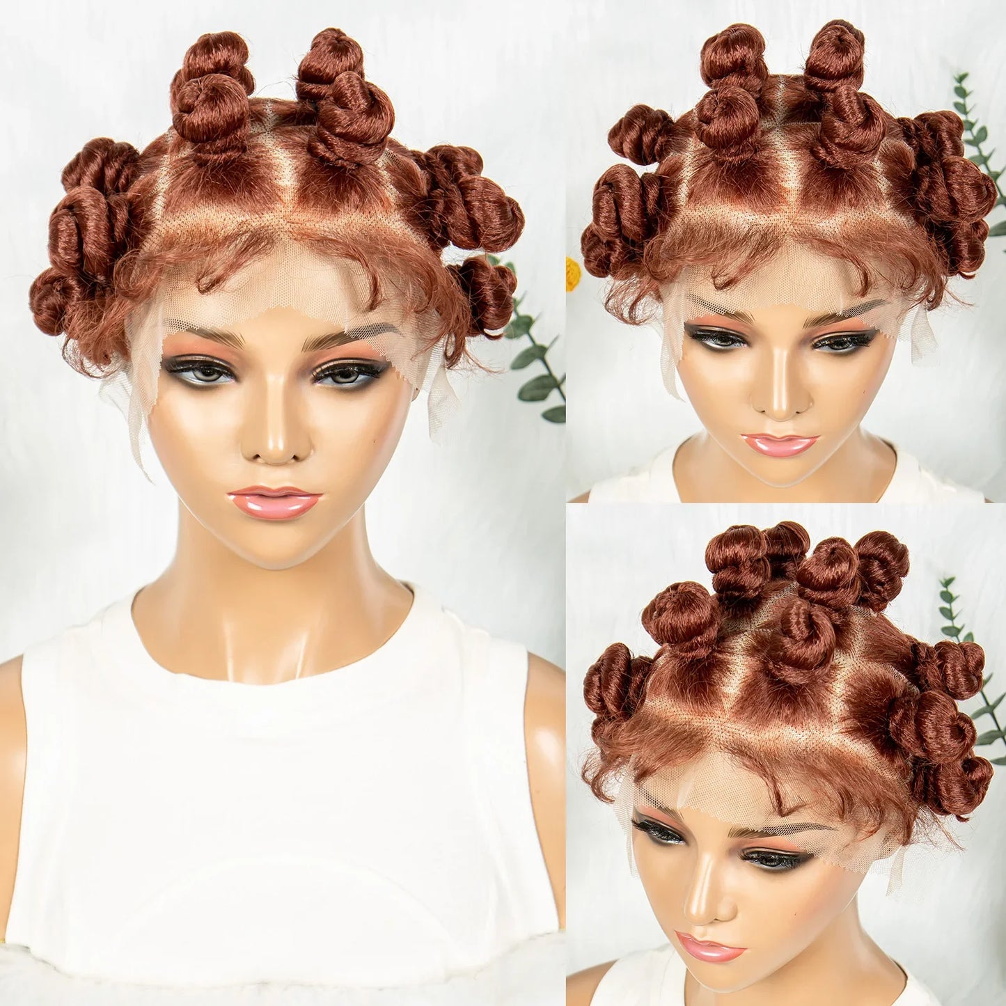 HD Transparent Lace Front Bantu Knots Wig | Synthetic | Full Lace | With Baby Hair | For Black Women