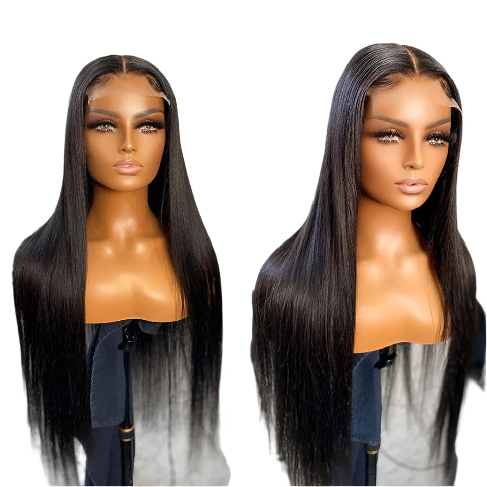 180D Straight Lace Front Wig Human Hair | Pre-Plucked 13x4 Brazilian Remy Frontal Wig (Light Brown Lace)