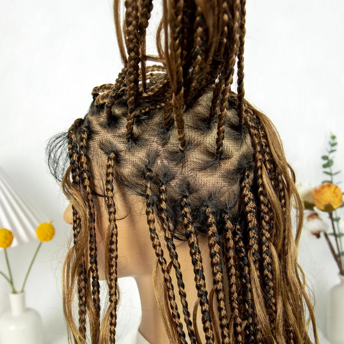 KIMA Twisted Boho Braided Wigs Curly Dreadlocks Full Lace Knotless Synthetic Box Braids Wig  Curly Wigs for Black Women