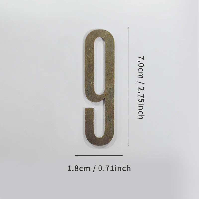 Bronze Door Number with Backing Adhesive 7cm Metal House Number Apartment Door Number for Outdoor Hotel Home Mailbox Label