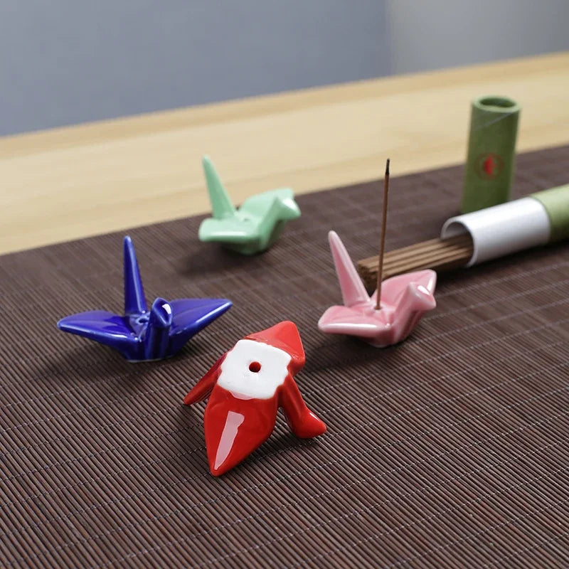 Thousand Paper Crane Shaped Incense Stand Holder Ceramic Incense Burner Stick Rack DIY Home Decoration