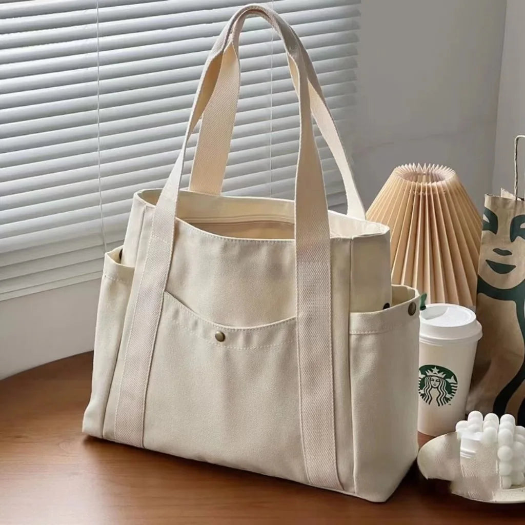 Canvas Bag Female Ins Forest Style | Versatile Shoulder Bag & Large Capacity Book Storage (Student Class Commuter Bag, Portable Cloth Tote)