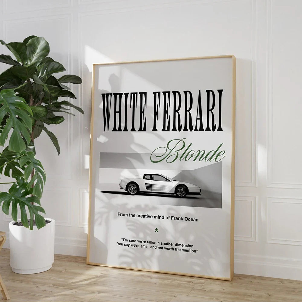 Modern Frank Ocean Blond White Ferrari Cars Rap Hypebeast Album Wall Art Canvas Painting Posters For Living Room Home Decor