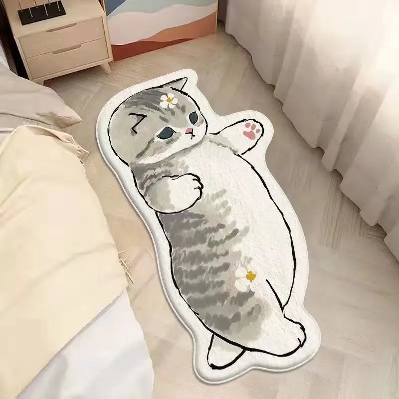 Faux Cashmere Cute Cartoon Pet Carpet Home Bedroom Bedside Decorative Floor Mat Anti-slip Dirty Resistant Machine Washable Rug