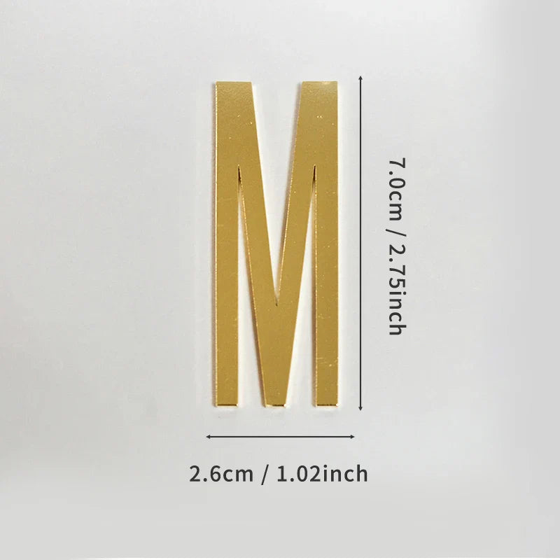 Golden Self Adhesive House Number Metal English Alphabet Letters for Apartment Room Door Plate Table Mailbox Number Stickers 7cm