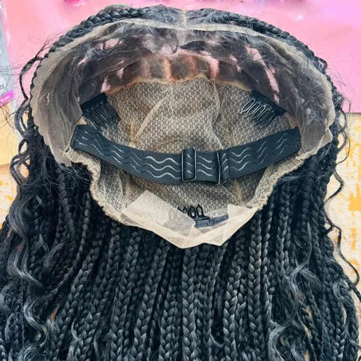 Bohemian knotless braids Full lace wig Natural black or  28"-30" Curly for black women