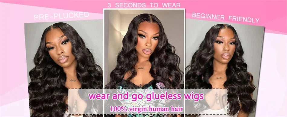Vietnamese | 100% Human Hair | Bouncy Body Wave | HD Transparent Lace | Glueless | Wear And Go | Pre Plucked | Lace Closure Wigs