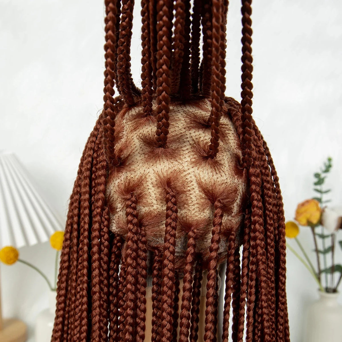 HD Knotless Box Braided Full Lace Wig | Ginger 350# & 613# Blonde | Synthetic Crochet Braids | Black Women