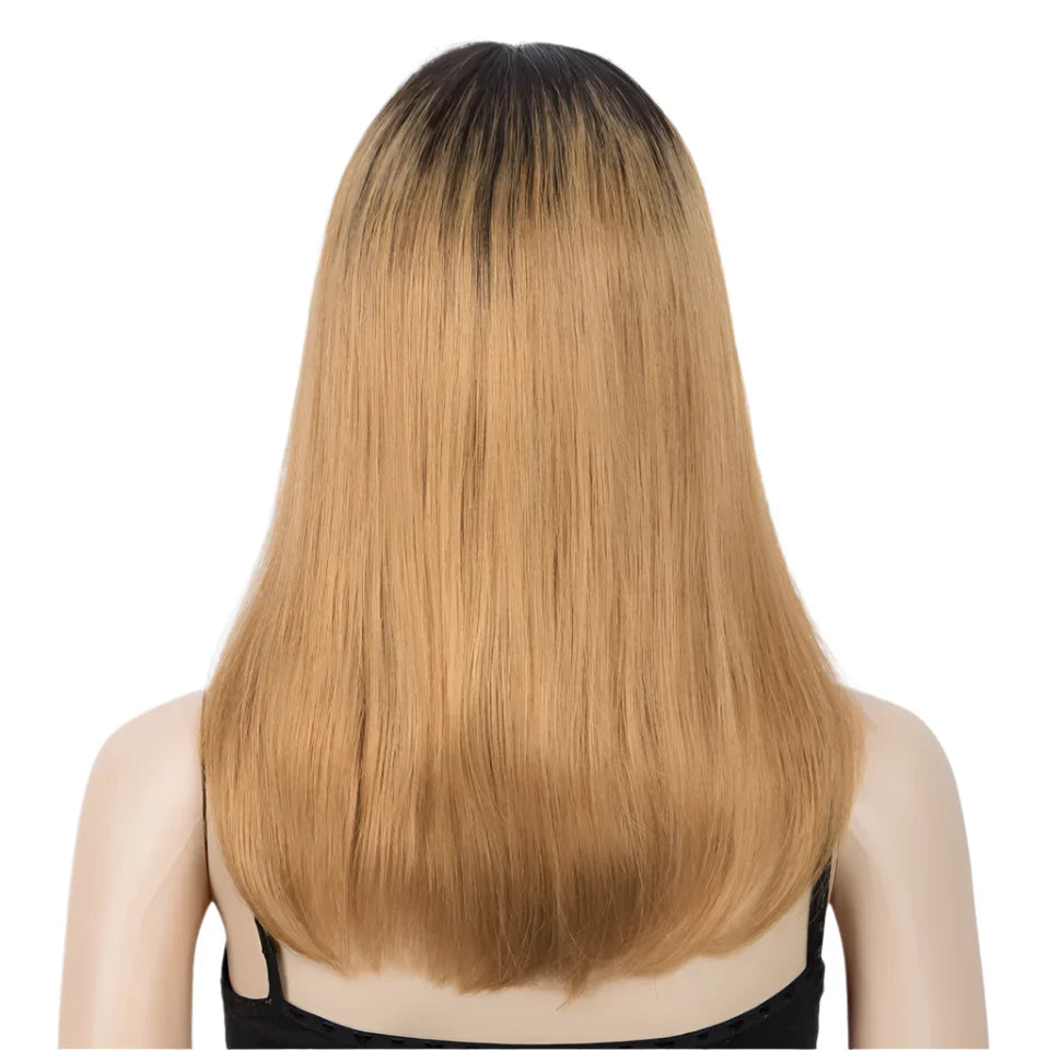 Rebecca Ombre Blonde Brown Straight Bob Wig | T-Part Lace Human Hair