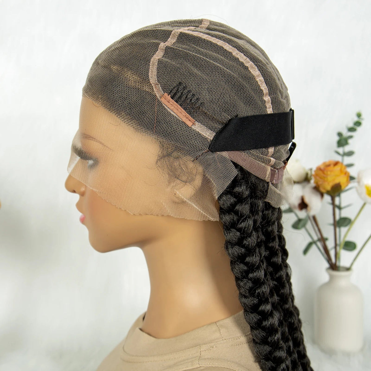 Knotless Cornrow Box Braided Full Lace Wig | Twisted Accents | Natural Hair Texture | Black Women