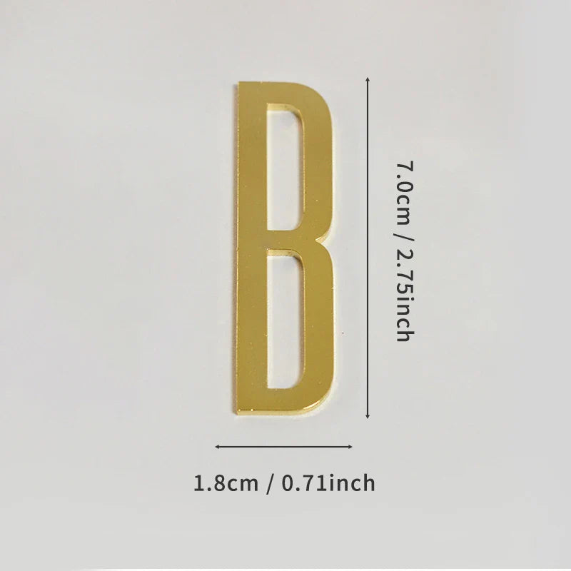 Golden Self Adhesive House Number Metal English Alphabet Letters for Apartment Room Door Plate Table Mailbox Number Stickers 7cm