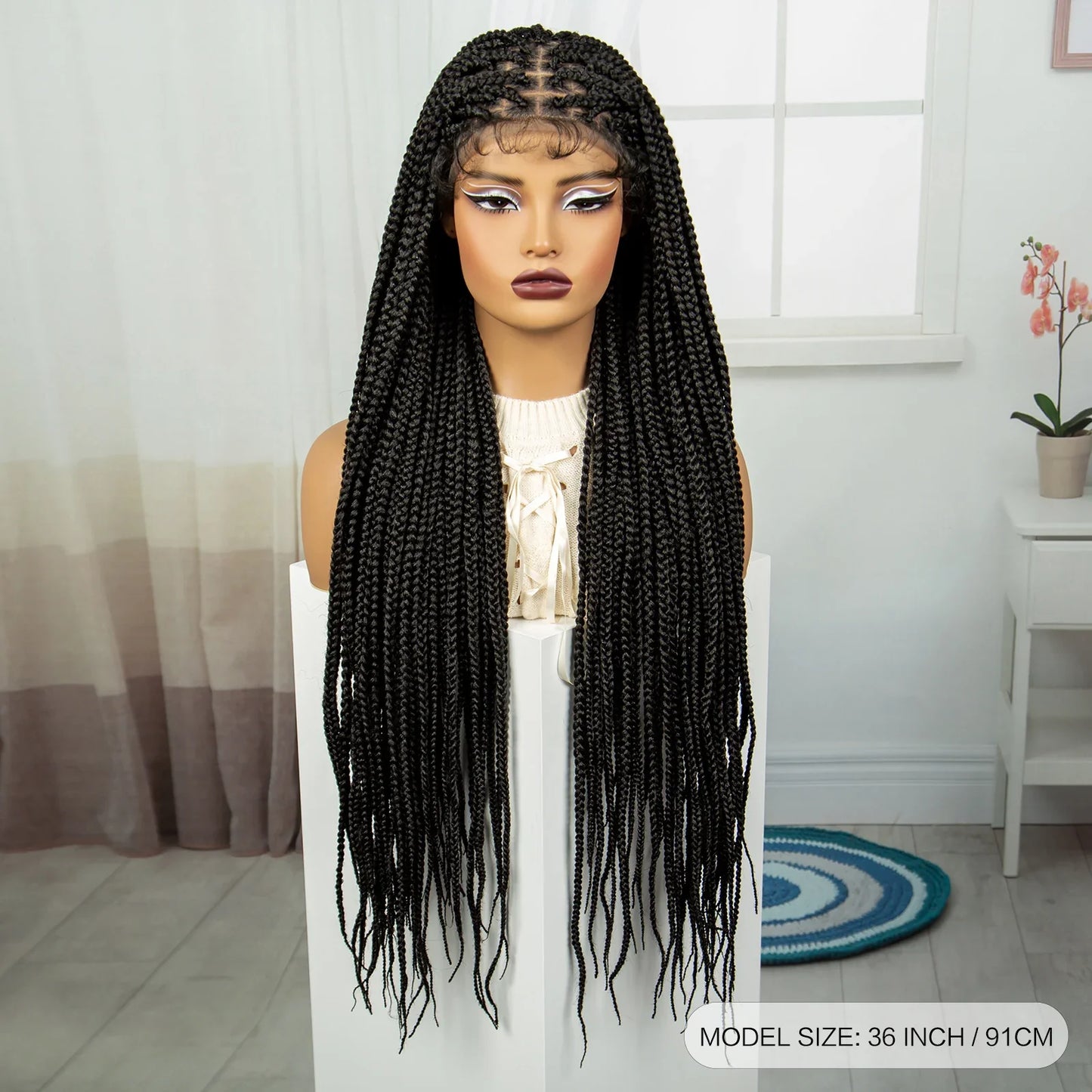 36" Ombre Knotless Braids Wig | 1B/27 | 9x6 Lace Front | Baby Hair