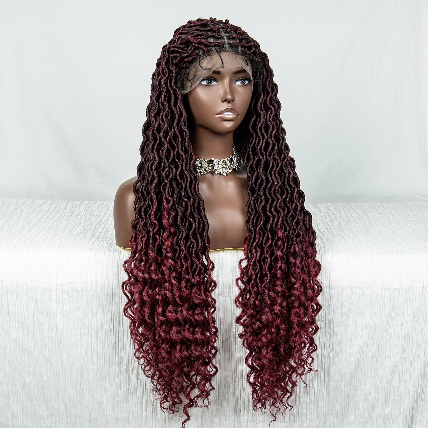 Colorful Dreadlocks & Water Wave Braids Wig | Lace Front | Baby Hair