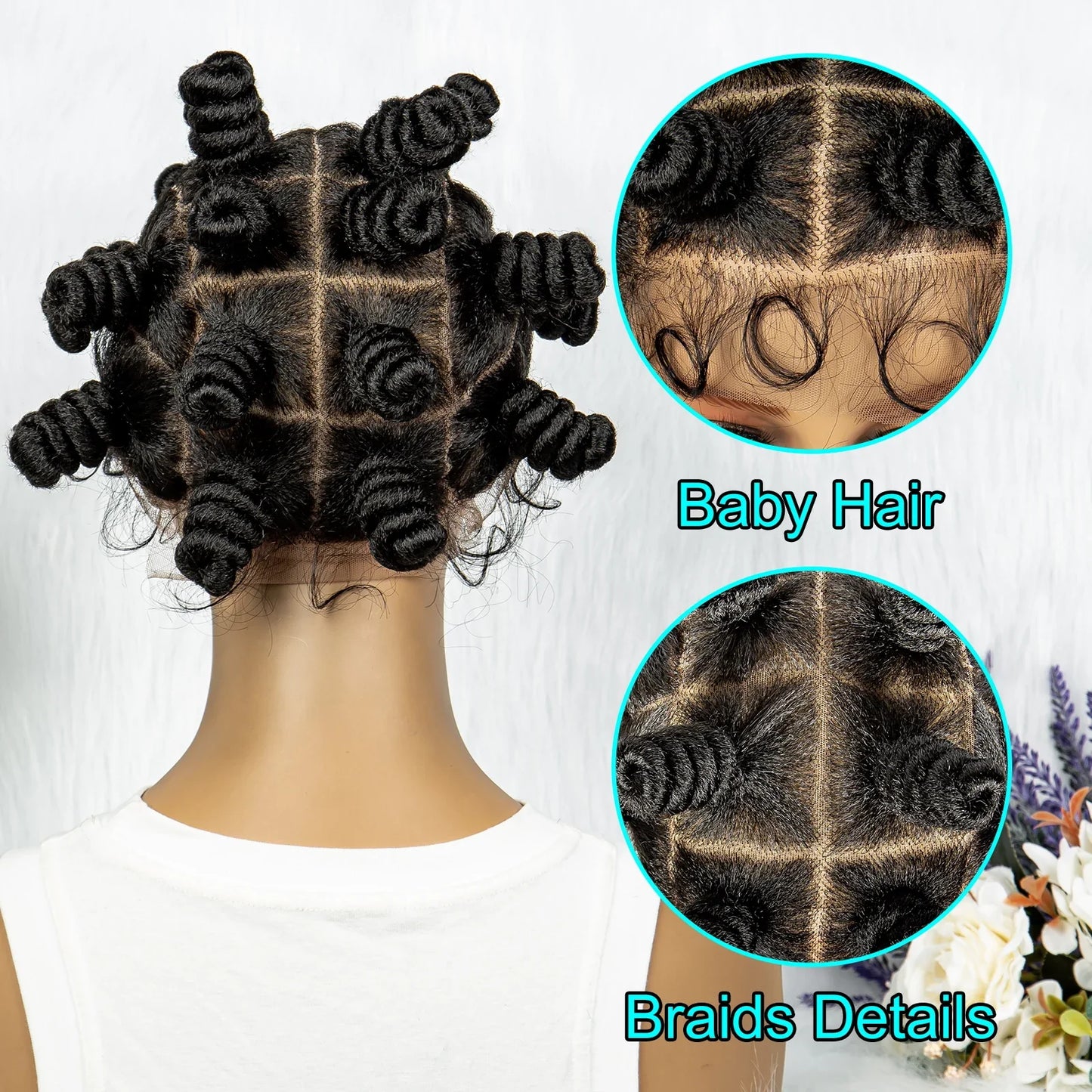KIMA Bantu Knotless Braids Wig with Twist Buns | Full Lace Braiding Hair