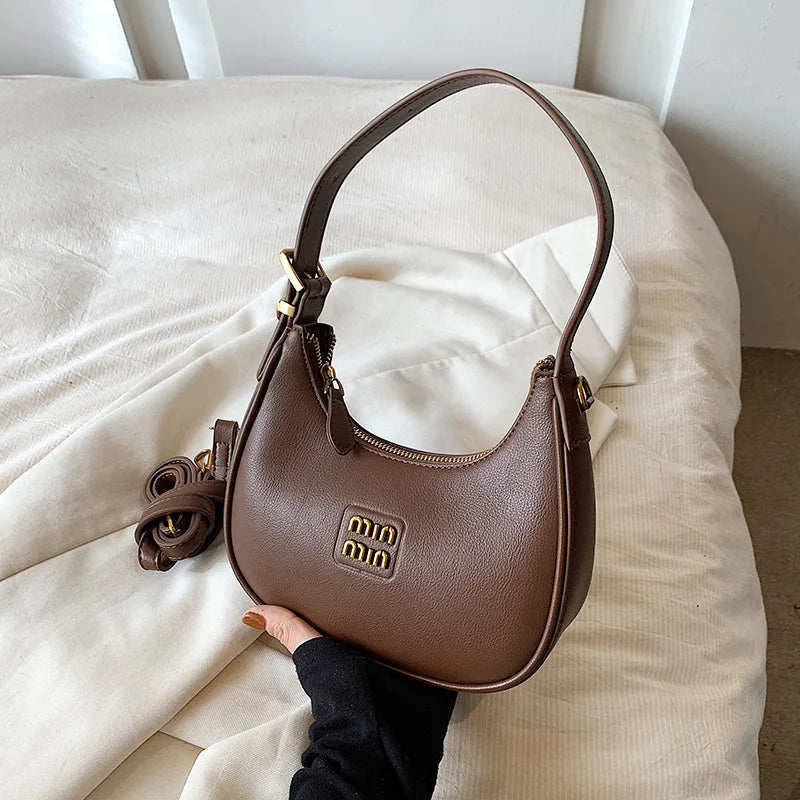 Vintage Small Bag | Women's New Crescent Shaped Bag & Autumn Winter Dumpling Bag (Commuting Black Crossbody Bag)