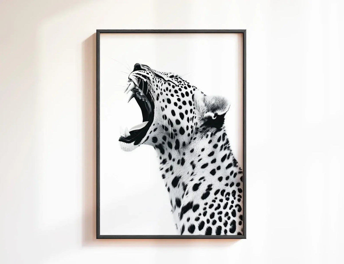 Fashion Stylish Wall Art Print - Trendy Leopard Roar Print - Black and White - Home Decor - Printable Wall Art Digital Download