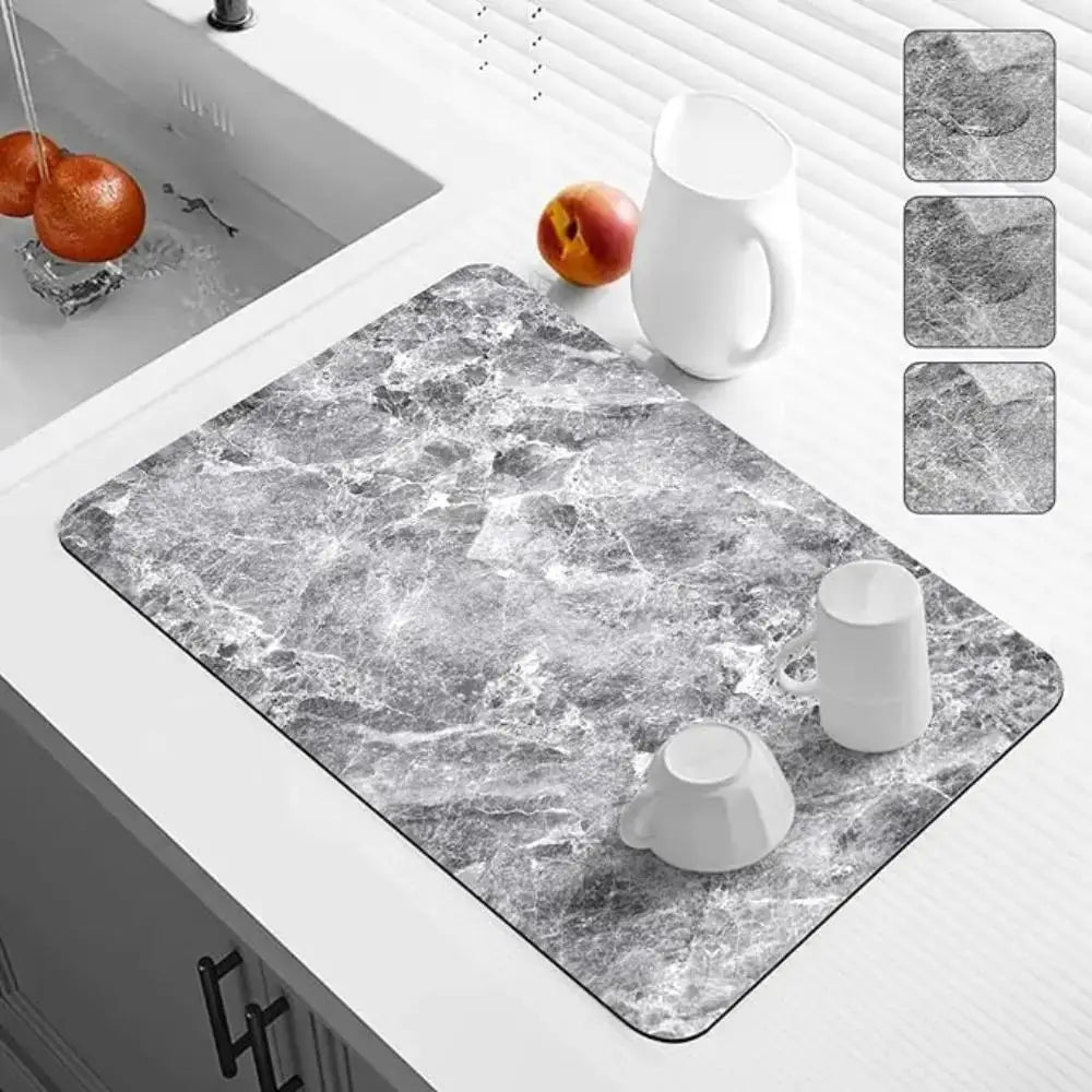Marbled Diatomite Coffee Machine Mat Kitchen Drainage Absorbent Quick Drying Placemat Bathroom Anti-slip Dirty Resistant Rug