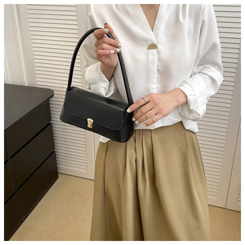 Women's Shoulder Bag Handbag | Retro Underarm Bag & Fashion Simple Solid Color New Hand Shoulder Bag