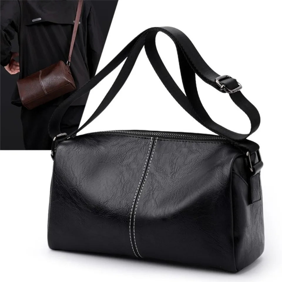Men's Full Grain Leather Shoulder Bag | Vintage-Inspired Convertible Crossbody Pack (Durable Work & Weekend Bag)