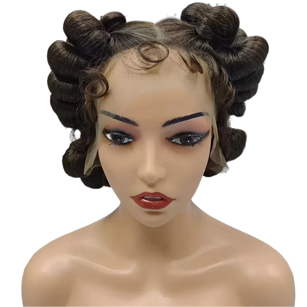 Short Cute Bantu Knotless Braids Wig | Transparent Full Lace | Handmade