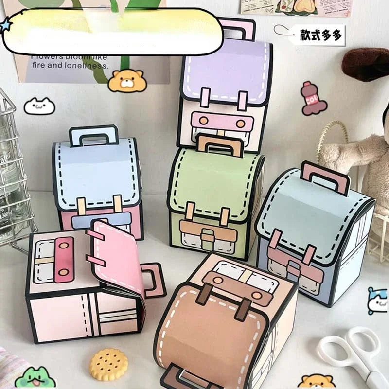 5PCS Creative Gifts Packaging Bags Cartoon School Bag Shape Candy Snack Self-lock Bags for Kids Birthday Party Decors Gifts