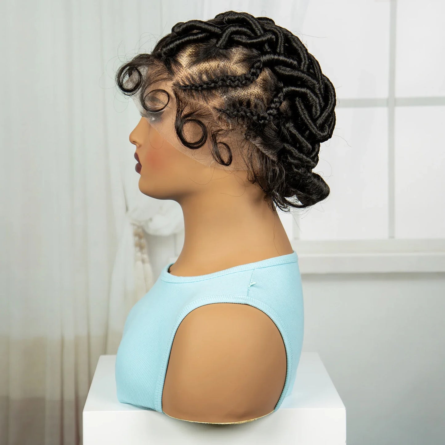 Natural Bantu Knotless Braids Wig | Transparent Full Lace | Baby Hair