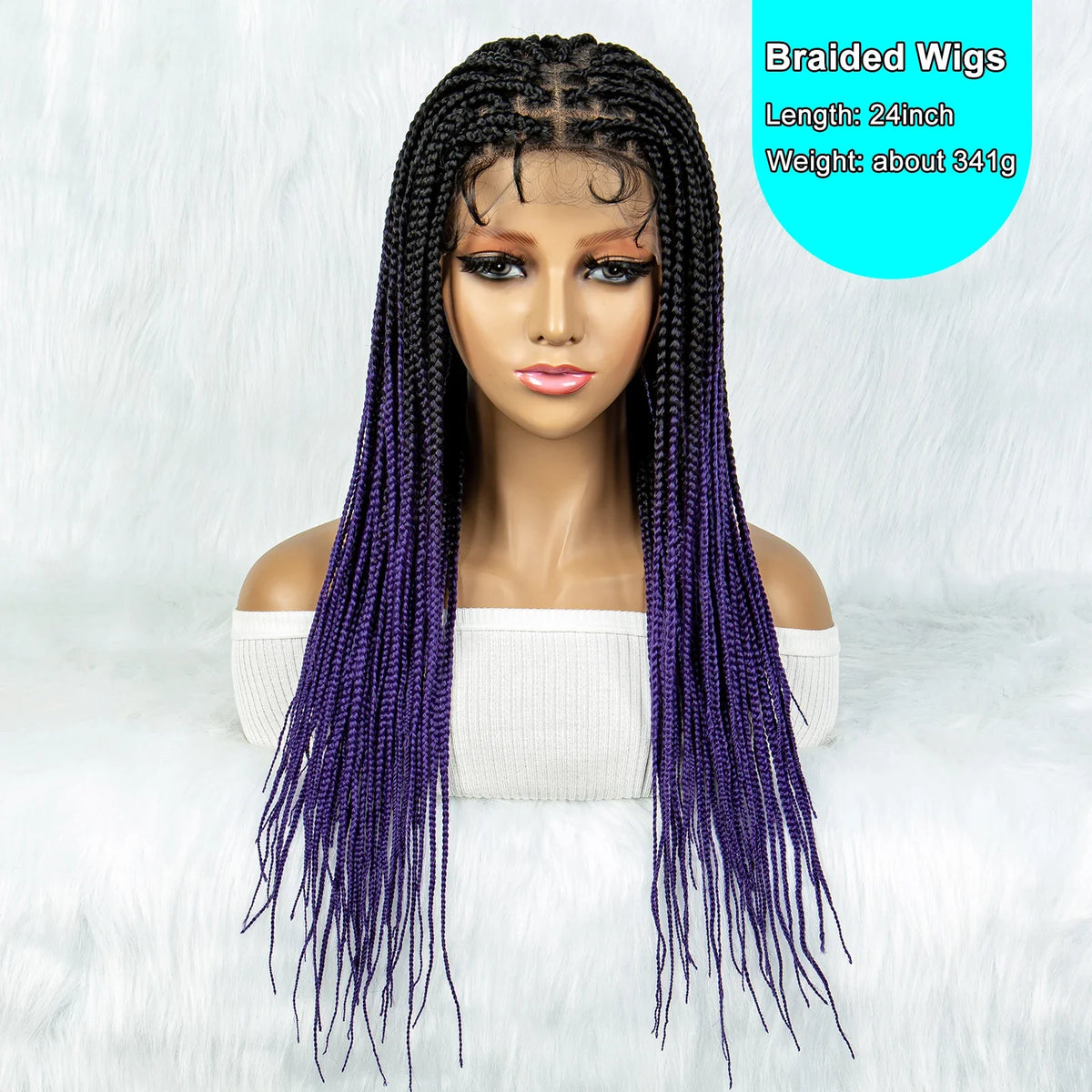 Colorful Knotless Box Braids Wig | Full Lace Front with Baby Hair