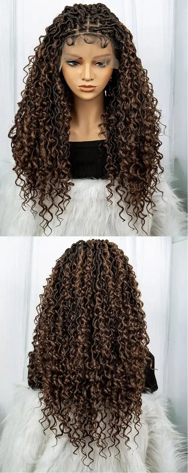 Burgundy Goddess Faux Locs Wig with Curly Ends | Crochet Twist Braids | Baby Hair