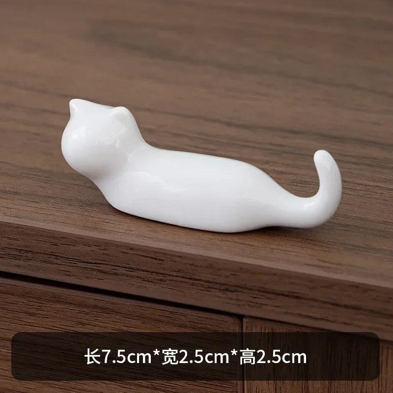 Japanese Style Underglaze Ceramic Cute Cat Chopstick Holder Chopstick Pillow Chopstick Rest Tableware Spoon Bracket