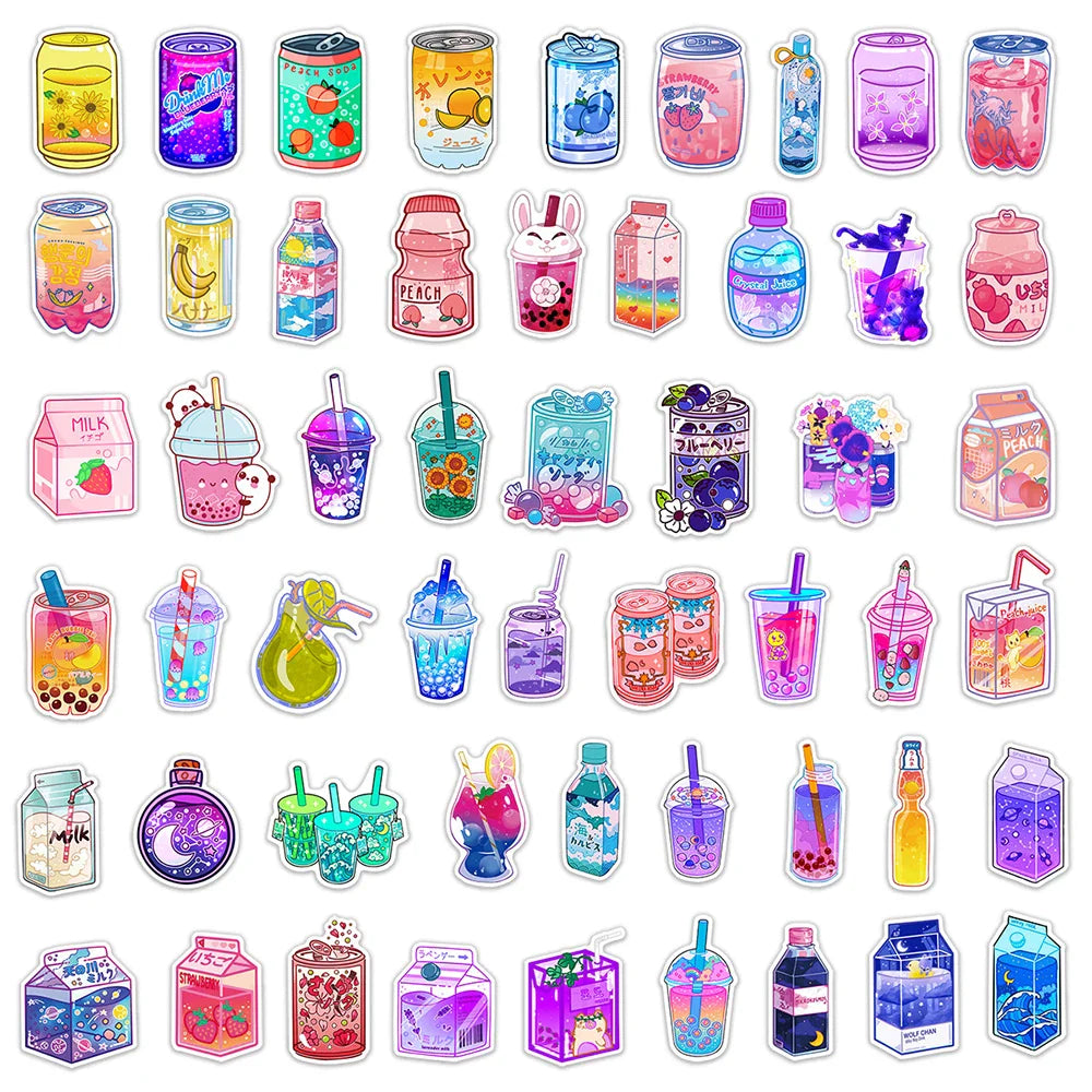 10/30/50PCS INS Cute Drink Aesthetic Stickers Cartoon Decal Scrapbook Laptop Phone Luggage Diary Car Decoration Sticker Kid Toy