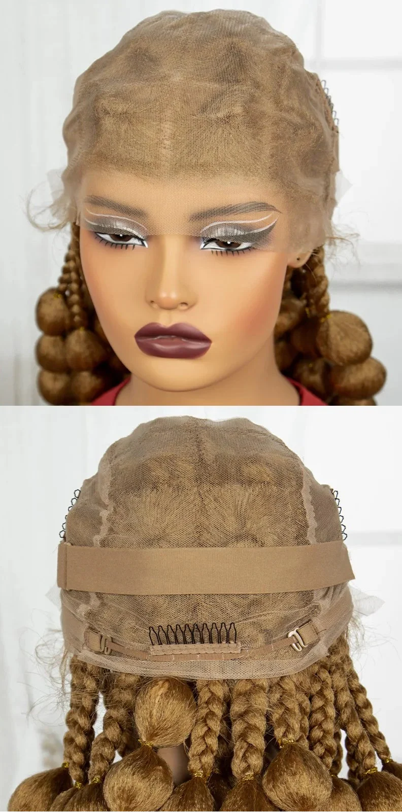 40" Ombre Knotless Bantu Braids Wig | Handmade Full Lace | Baby Hair