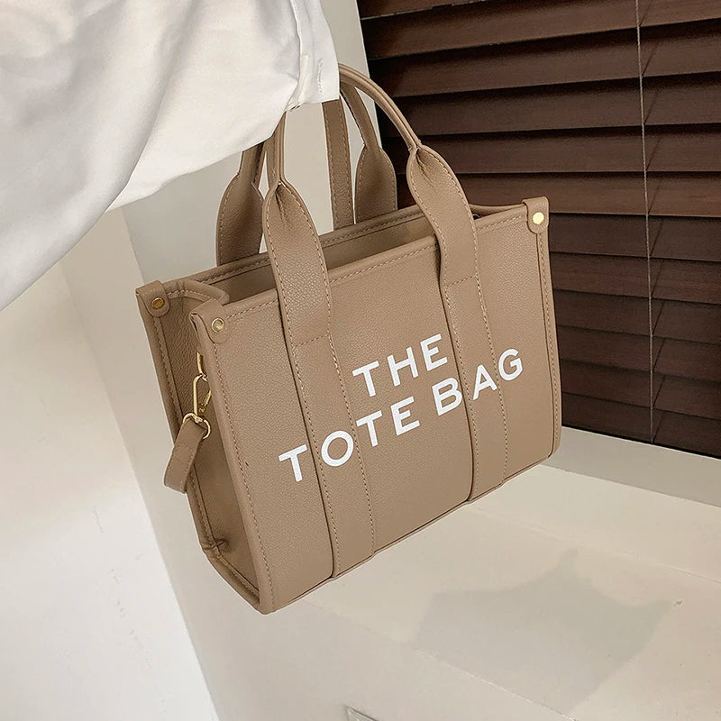 The Tote Bag for Women | Crossbody Female Handbag & New Solid Words Letter Leisure Large Bag (Luxury Fashion Designer PU Bag)