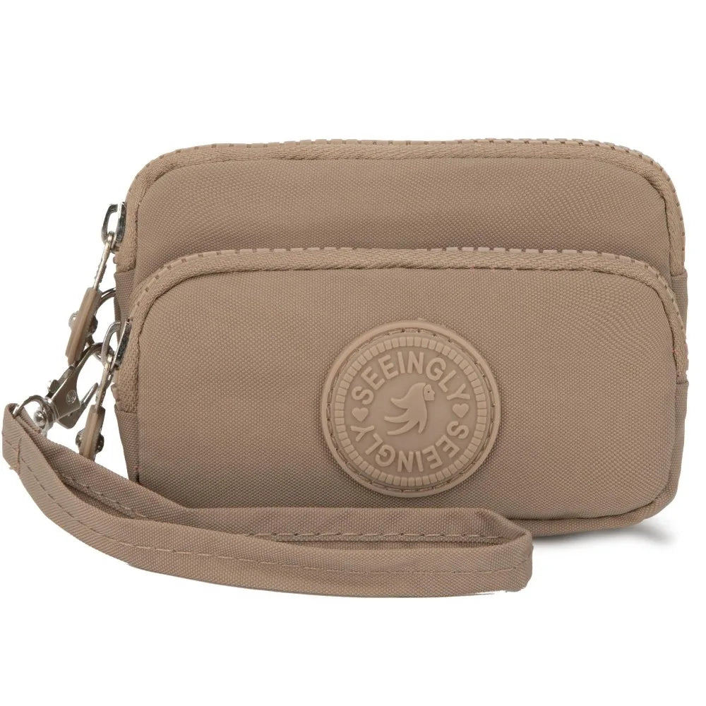 New Waterproof Coin Purse with Key Ring | Solid Color Card Holder & Large Capacity Wear-Resistant Handbag (Unisex Storage Bag)