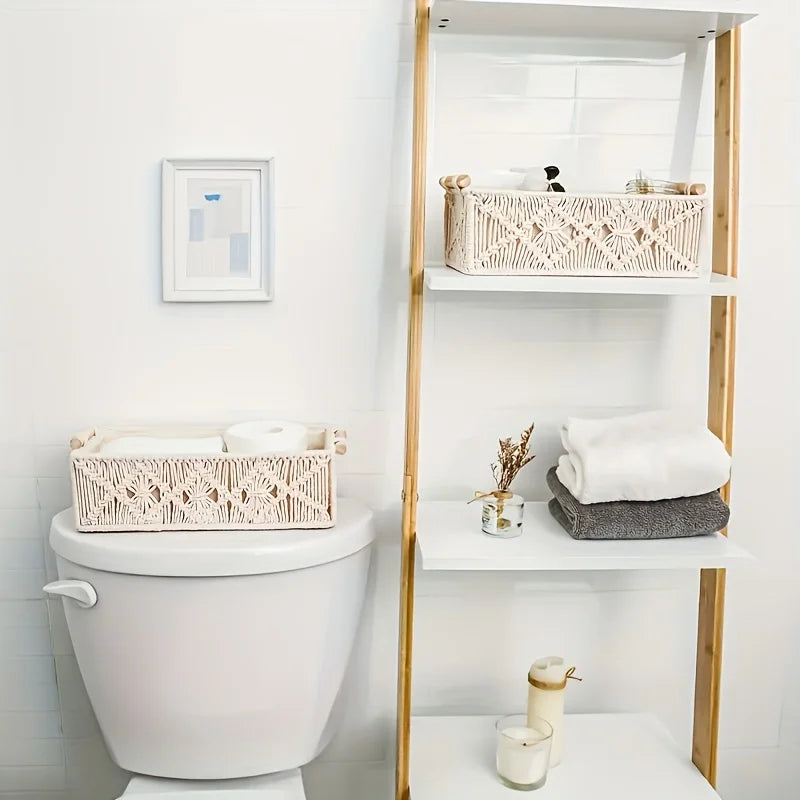 Hand Woven Storage Basket, Grid Designed Desktop Sorting Basket, Miscellaneous Storage Basket, Dirty Clothes Basket