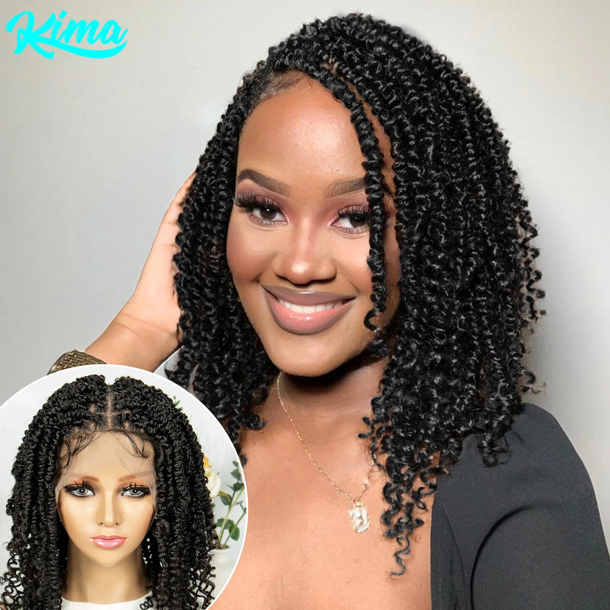 Short Length Box Braided Wig Full Lace Braided Wig Curly Hair With Baby Hair Braiding Wig Twisted Dreadlocks Wig For Women