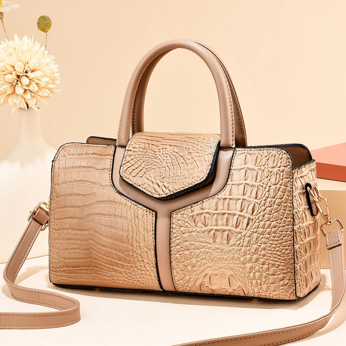 Bag Women New Fashion Crocodile Pattern Handbag | Large Capacity Casual Shoulder Messenger Bag (Purses &amp; Handbags)