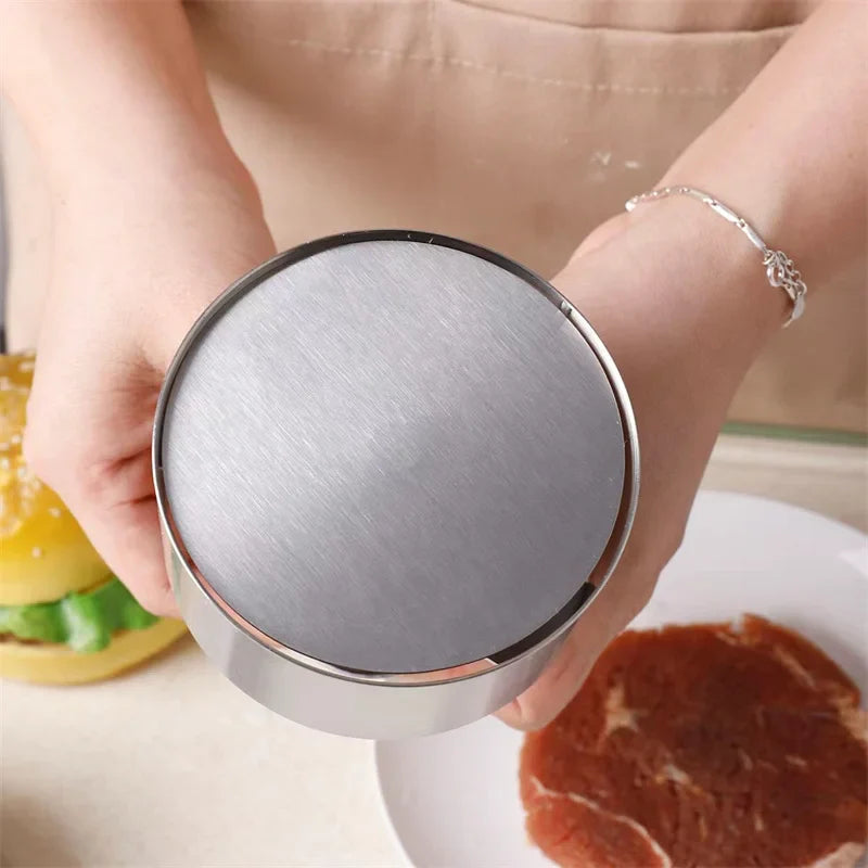304 Stainless Steel Hamburger Meat Press Patty Maker Round Non-Stick Thickness Adjusted outdoor picnic Kitchen Beef Rice BBQTool