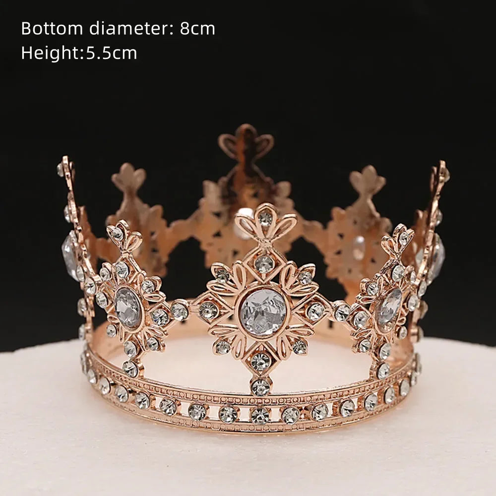 Rhinestone Crown Baking Cake Topper Headwear Decoration Children's Hair Accessories Princess Wedding Birthday Party Supplies New