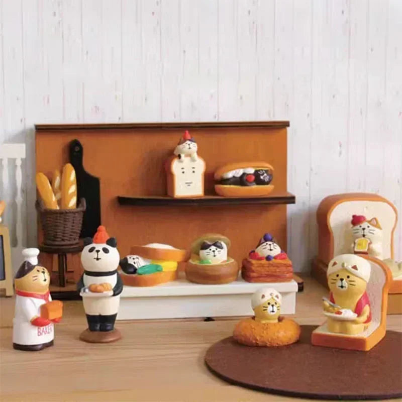 2025 Bread Baking Cake Series Creative Fashion Toy Cat Action Figures Car Interior Desktop Miniatures Resin Ornament Accessories